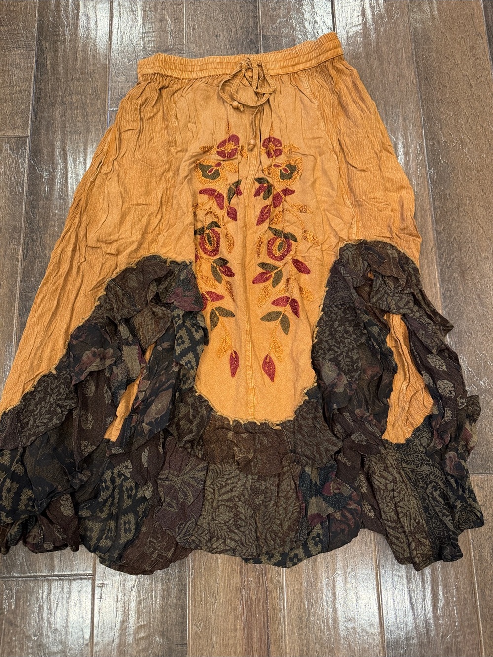 Bohemian Embroidered Mustard & Brown Women's skirt